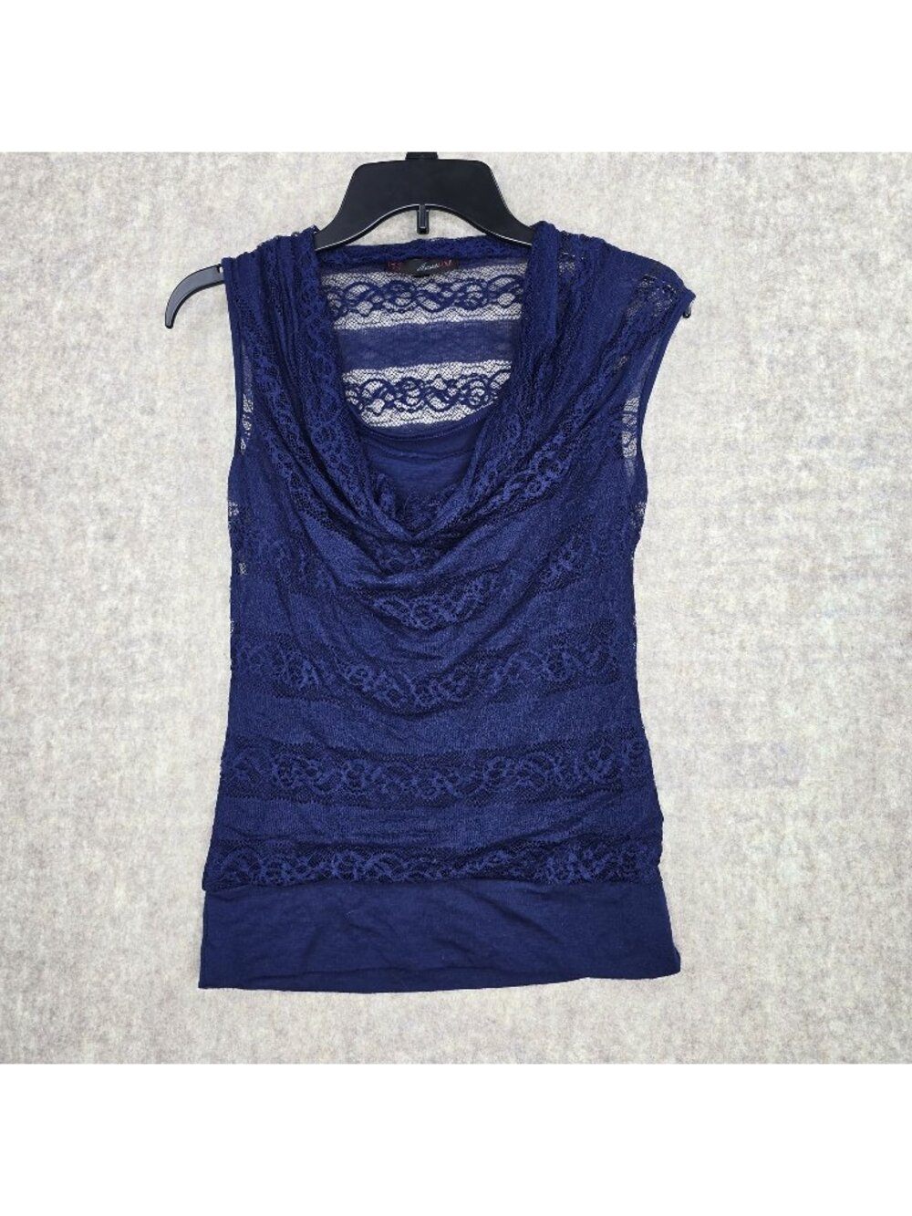 Heartsoul Womens Lace-Front Sleeveless Top Deep Blue Small Nylon/Spandex Blend S